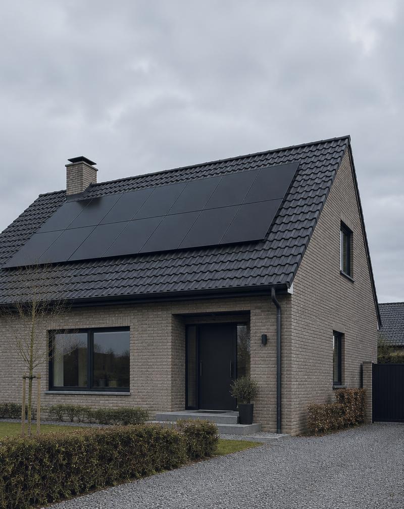 Hellend dak met geïntegreerde zonnepanelen